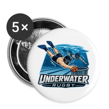Unterwasser Rugby Cartoonlogo - Buttons groß 56 mm (5er Pack) - Weiß - Vorne