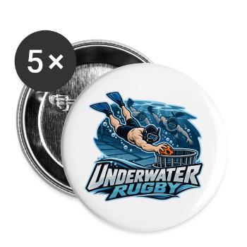 Unterwasser Rugby Logo - Buttons groß 56 mm (5er Pack) - Weiß - Vorne