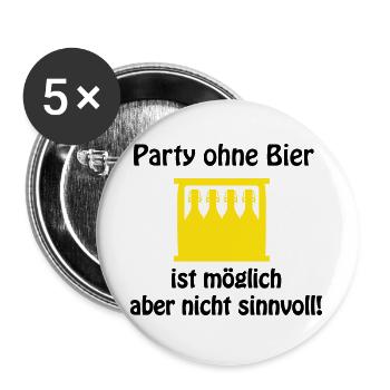 Gelbe Bierflaschen Silhouetten Rack - Buttons groß 56 mm (5er Pack) - Weiß - Vorne