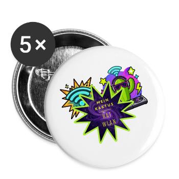 Kaktus WLAN Neon-Starburst - Buttons groß 56 mm (5er Pack) - Weiß - Vorne