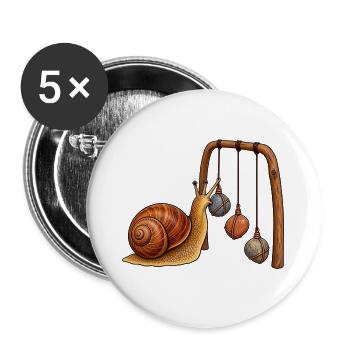Schnecke mit Kiesel-Mobile - Buttons groß 56 mm (5er Pack) - Weiß - Vorne