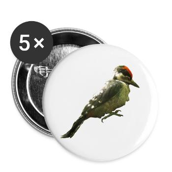 Buntspecht - Buttons groß 56 mm (5er Pack) - Weiß - Vorne