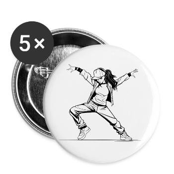 B-Girl Mädchen Zeichnung - Buttons groß 56 mm (5er Pack) - Weiß - Vorne