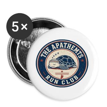 Schlafende Schildkröte Run Club - Buttons groß 56 mm (5er Pack) - Weiß - Vorne