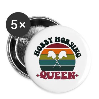 Hobby Horsing Horse Hobbyhorsing Queen - Buttons groß 56 mm (5er Pack) - Weiß - Vorne