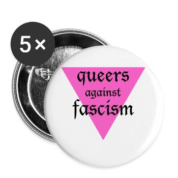 Schwule gegen den Faschismus - Buttons groß 56 mm (5er Pack) - Weiß - Vorne