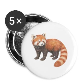 Roter Panda süßes Waldtier - Buttons groß 56 mm (5er Pack) - Weiß - Vorne