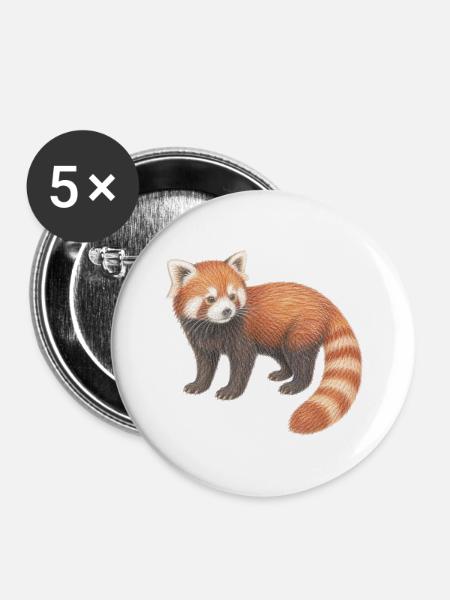 Roter Panda süßes Waldtier - Buttons groß 56 mm (5er Pack) - Weiß