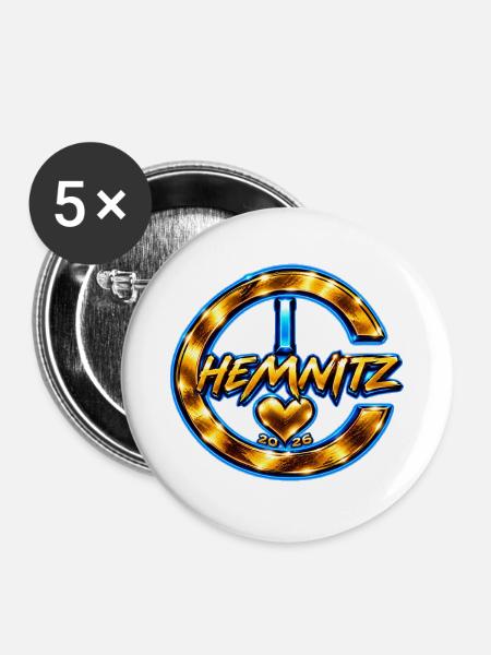 Chemnitz-Heart - Buttons groß 56 mm (5er Pack) - Weiß