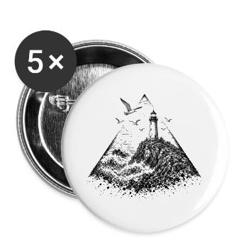 Dunkler Glitzer-Weihnachtsbaum - Buttons groß 56 mm (5er Pack) - Weiß - Vorne