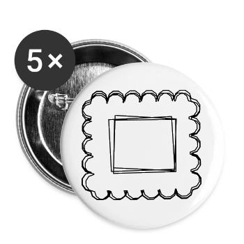 Briefmarke handgezeichnet - Buttons groß 56 mm (5er Pack) - Weiß - Vorne