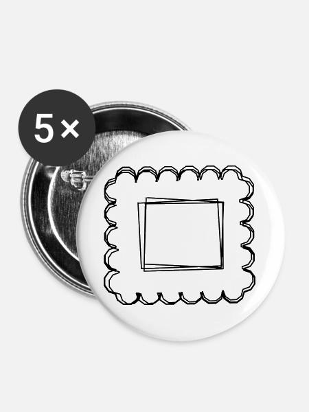 Briefmarke handgezeichnet - Buttons groß 56 mm (5er Pack) - Weiß