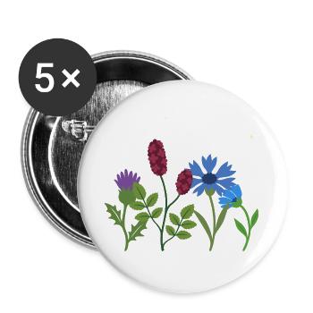 Blumen floral Naturmotiv Illustration Pflanzen - Buttons groß 56 mm (5er Pack) - Weiß - Vorne