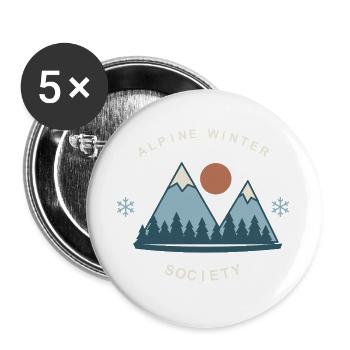 Alpine Winter Society - Buttons groß 56 mm (5er Pack) - Weiß - Vorne