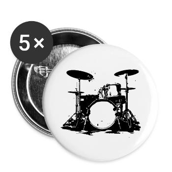 Schlagzeug - Buttons groß 56 mm (5er Pack) - Weiß - Vorne