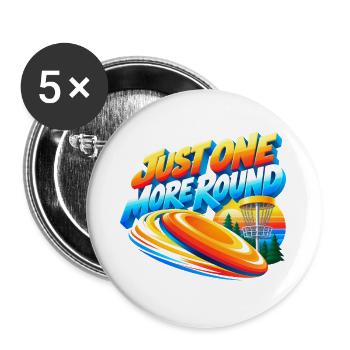 Noch Eine Runde Disc Golf Motiv - Buttons groß 56 mm (5er Pack) - Weiß - Vorne