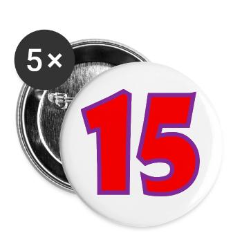 15. 15 JAHRE. 15-JÄHRIGES JUBILÄUM. 15-JÄHRIGES JUBILÄUM. - Buttons groß 56 mm (5er Pack) - Weiß - Vorne