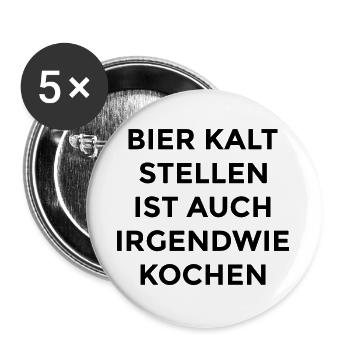 Bier Shirt - Buttons groß 56 mm (5er Pack) - Weiß - Vorne