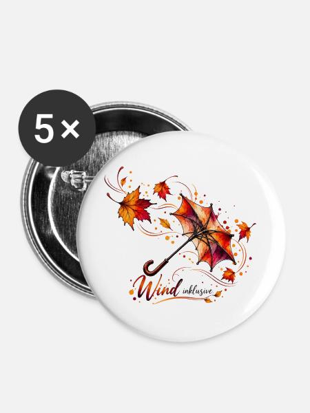 Herbstwind – Farben des Wandels - Buttons groß 56 mm (5er Pack) - Weiß