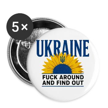 Ukraine FAFO Sonnenblume – Kühne Aussage - Buttons groß 56 mm (5er Pack) - Weiß - Vorne