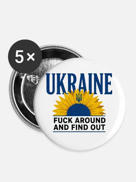 Ukraine FAFO Sonnenblume – Kühne Aussage - Buttons groß 56 mm (5er Pack) - Weiß