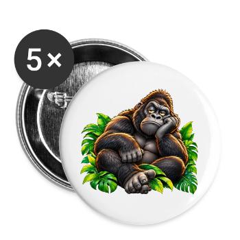 Loungegorilla im Dschungel - Buttons groß 56 mm (5er Pack) - Weiß - Vorne