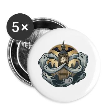Geister Londons über Big Ben - Buttons groß 56 mm (5er Pack) - Weiß - Vorne