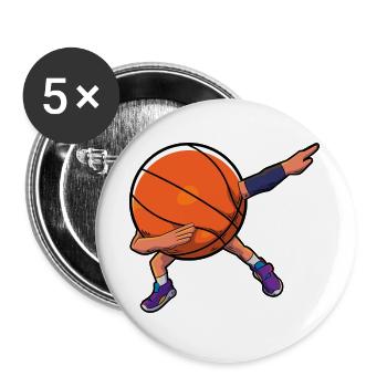 Basketball Dab - Buttons groß 56 mm (5er Pack) - Weiß - Vorne
