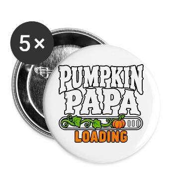 Kürbis Papa Loading - Buttons groß 56 mm (5er Pack) - Weiß - Vorne