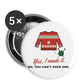 Ja, ich habe ihn zum nordischen Pullover gemacht - Buttons groß 56 mm (5er Pack) - Weiß - Vorne