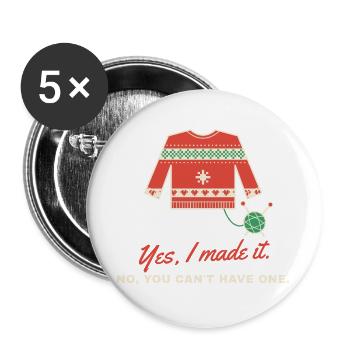 Ja, ich habe es zum Weihnachtspullover gemacht - Buttons groß 56 mm (5er Pack) - Weiß - Vorne
