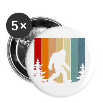 Retro Sunset Bigfoot Vintage Yeti Forest Trees - Buttons groß 56 mm (5er Pack) - Weiß - Vorne