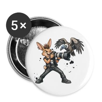 Punk-Hase, der Safari-Fotograf - Buttons groß 56 mm (5er Pack) - Weiß - Vorne
