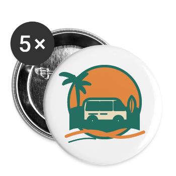 Sonnenuntergang Surfbus am Strand - Buttons groß 56 mm (5er Pack) - Weiß - Vorne