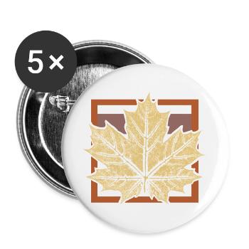 Ahorn Blatt im Rahmen / Floral Botanik - Buttons groß 56 mm (5er Pack) - Weiß - Vorne