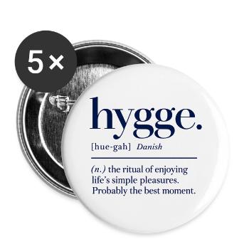 hygge - Definition - Dänemark - Denmark - Buttons groß 56 mm (5er Pack) - Weiß - Vorne