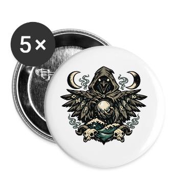 Mondschatten Rabenrunen-Orakel - Buttons groß 56 mm (5er Pack) - Weiß - Vorne