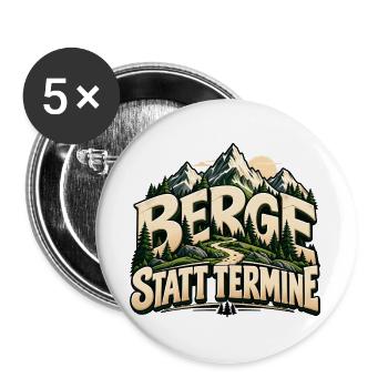 Berge statt Termine Geschenkidee für Naturfreunde - Buttons groß 56 mm (5er Pack) - Weiß - Vorne
