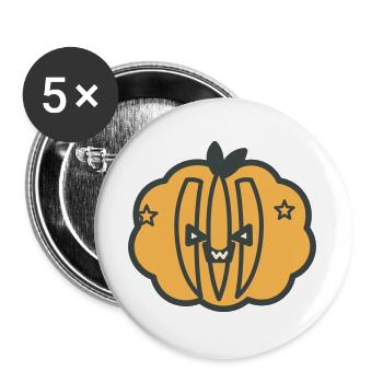 Lachender Kürbis Sternenhimmel - Buttons groß 56 mm (5er Pack) - Weiß - Vorne