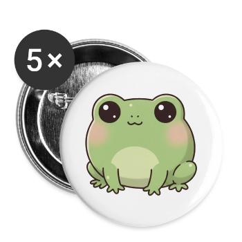 Frosch - Buttons groß 56 mm (5er Pack) - Weiß - Vorne
