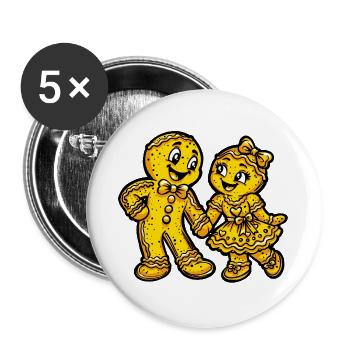 Pfefferkuchen Weihnachten Liebe - Buttons groß 56 mm (5er Pack) - Weiß - Vorne