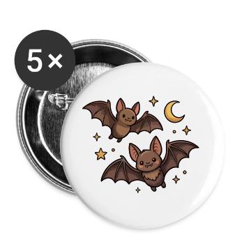 Fledermäuse mit dem Mond - Buttons groß 56 mm (5er Pack) - Weiß - Vorne