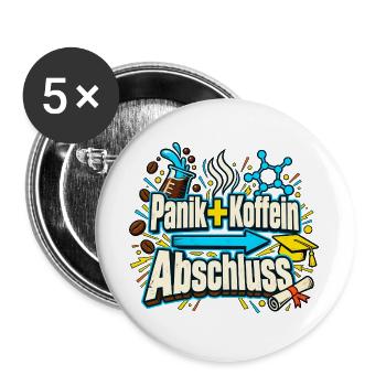 Abi Abschluss Prüfungsstress Koffein Nerd Humor - Buttons groß 56 mm (5er Pack) - Weiß - Vorne