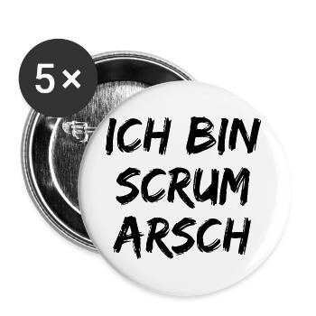 ICH BIN SCRUM ARSCH AGILE TEAM PROJEKTMANAGER  - Buttons groß 56 mm (5er Pack) - Weiß - Vorne