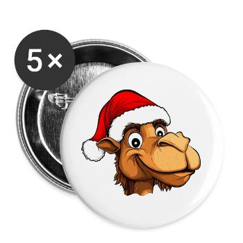 Kamele Christmas - Buttons groß 56 mm (5er Pack) - Weiß - Vorne