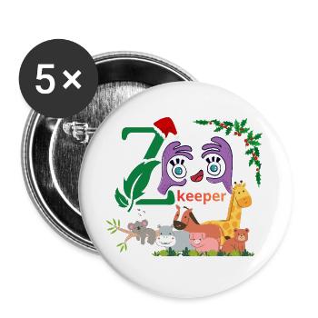 lustiger Tierpfleger - Buttons groß 56 mm (5er Pack) - Weiß - Vorne