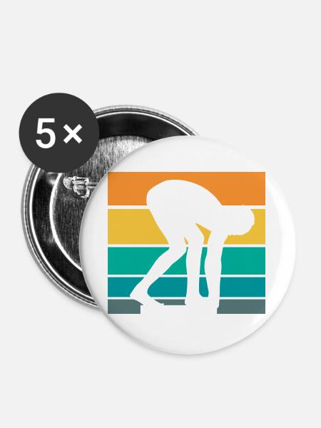 Schwimmsport Schwimmer Spruch Geschenk - Buttons groß 56 mm (5er Pack) - Weiß