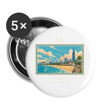 Japan Fukuoka Vintage Reisemarke - Buttons groß 56 mm (5er Pack) - Weiß - Vorne