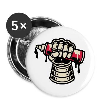 Samurai Ruestung Graffiti Icon - Buttons groß 56 mm (5er Pack) - Weiß - Vorne