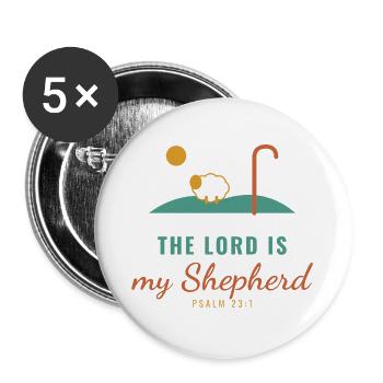 The Lord Is My Shepherd – Psalm 23:1 - Buttons groß 56 mm (5er Pack) - Weiß - Vorne